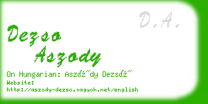 dezso aszody business card